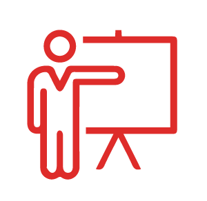 Person at whiteboard icon